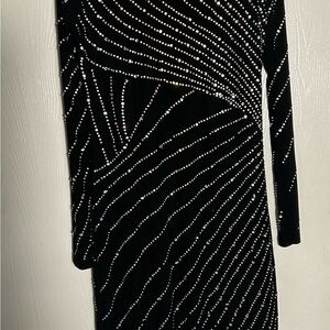 Chic Black and Silver Long Sleeve Dress